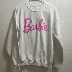 Barbie Crewneck New Size Medium White With Pink Graphic